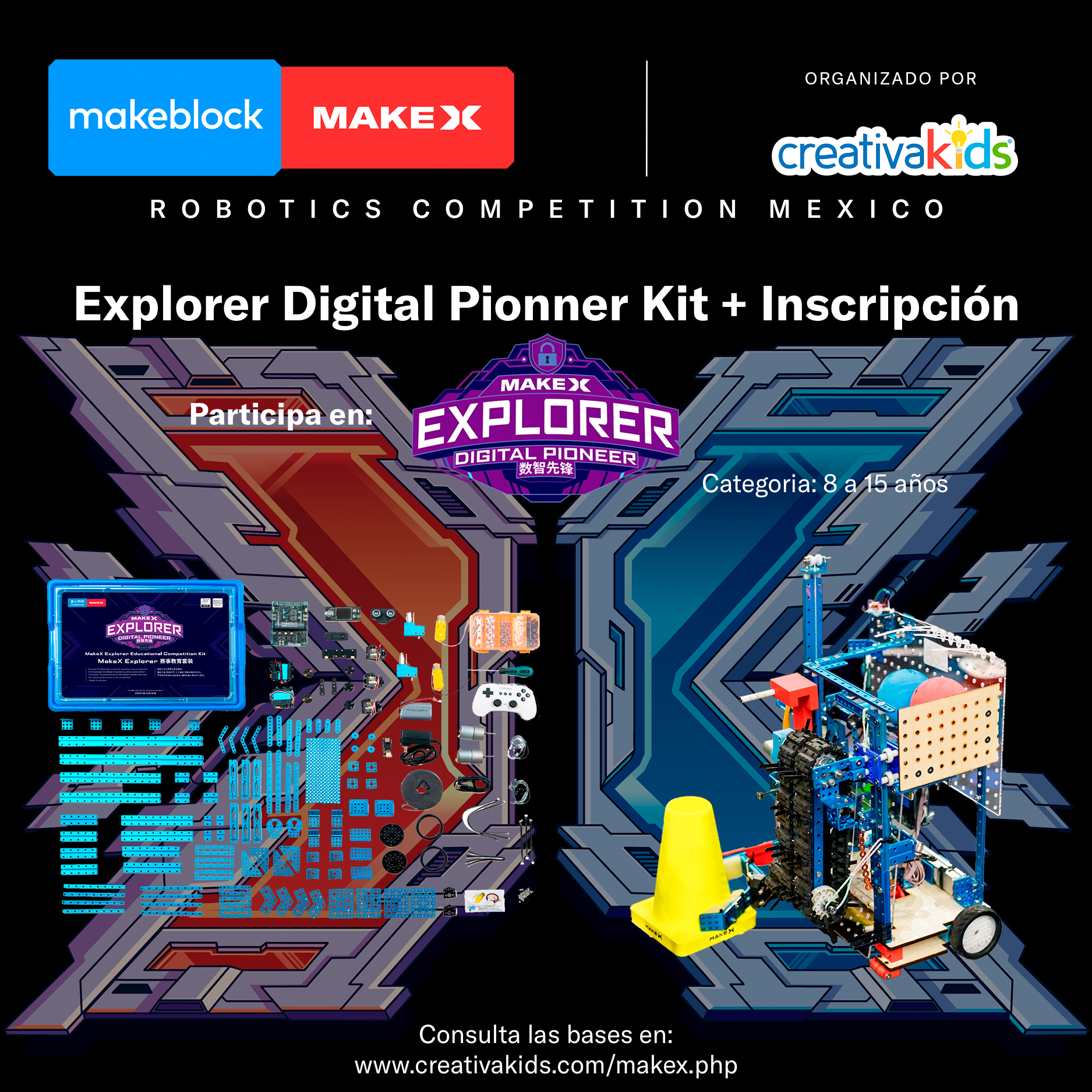 2025 MakeX Explorer Digital Pionner Educational Competition Kit (Incluye una inscripción)