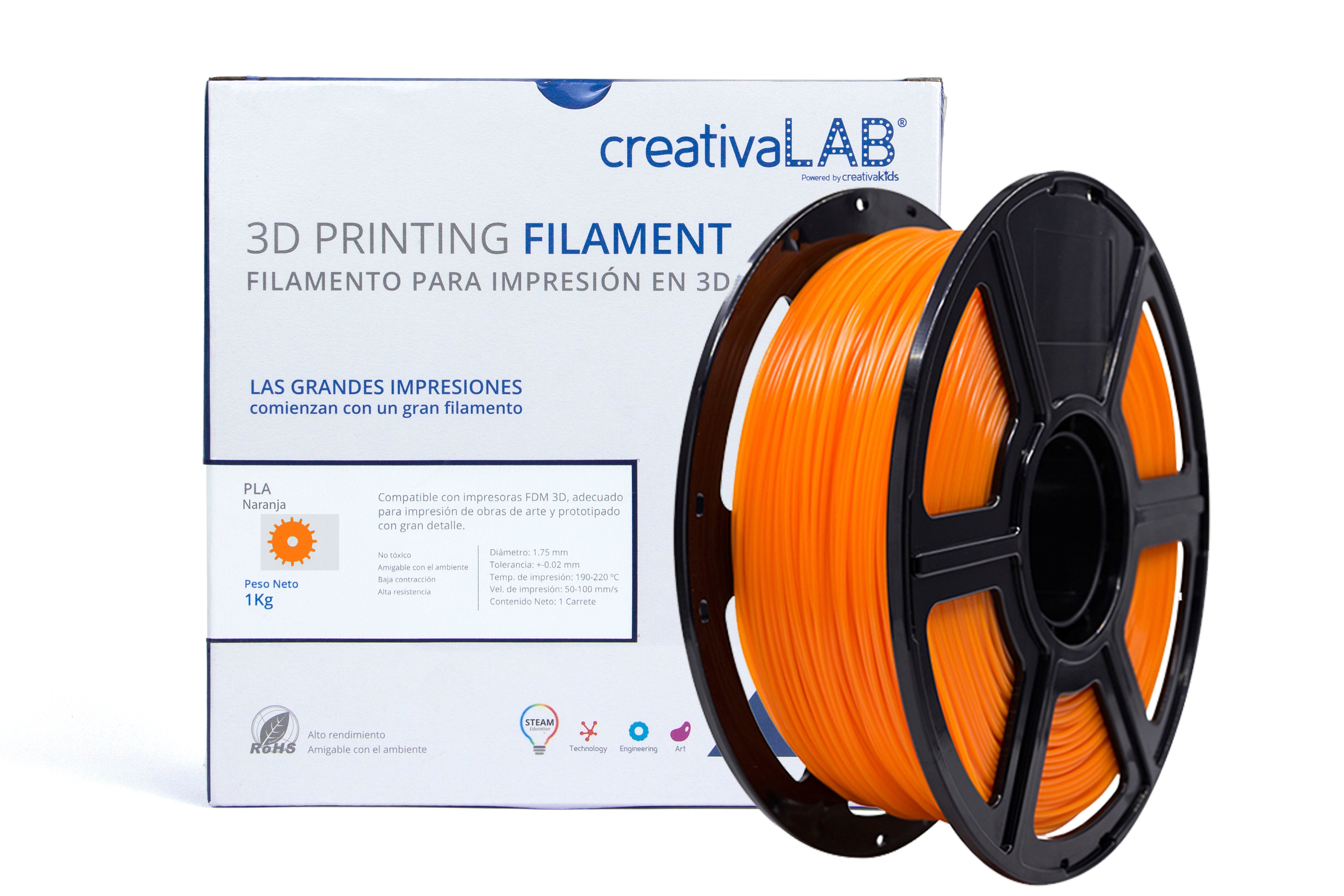 Filamento CreativaLab 1.75mm PLA 1 kg Naranja