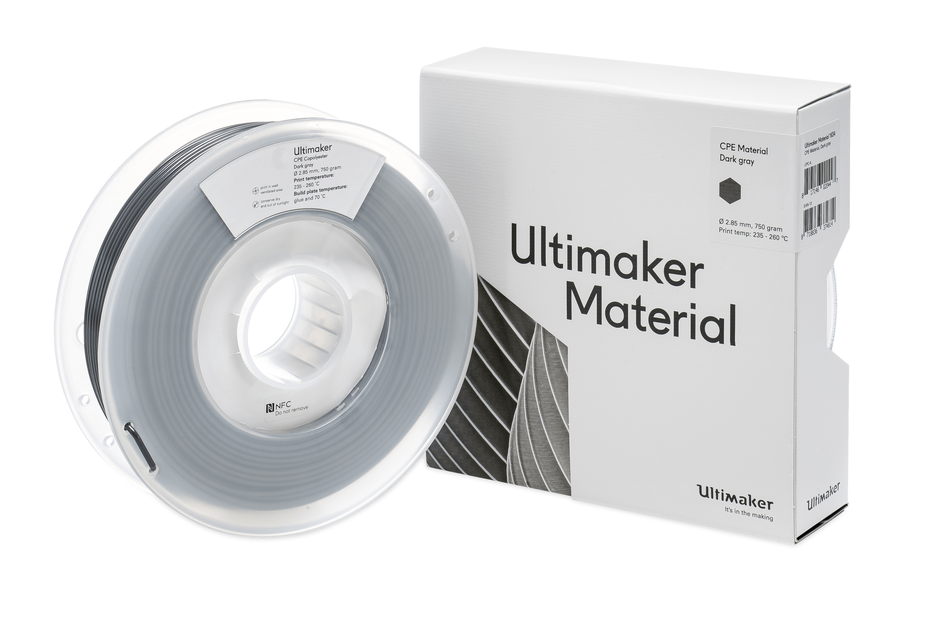 Filamento Ultimaker CPE Dark Gray - CPE Gris Oscuro 750GR /2.85mm