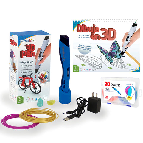3D Pen Creativakids + 20 Pack Filamento + Libro de Plantillas