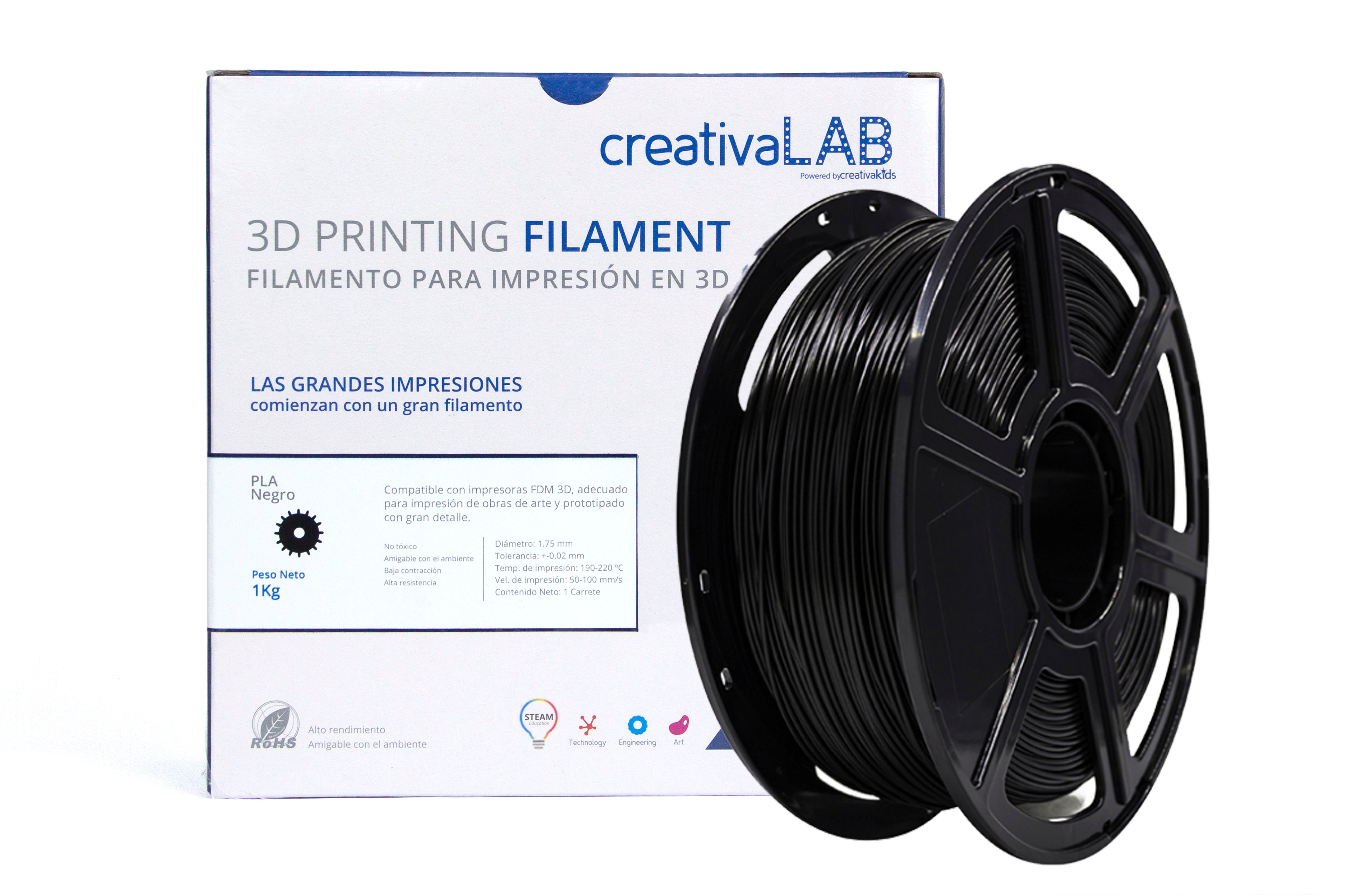 Filamento PLA 1,75, filamento de impresora 3D, filamento PLA de 75 mm (4 x  250 g) para impresora 3D