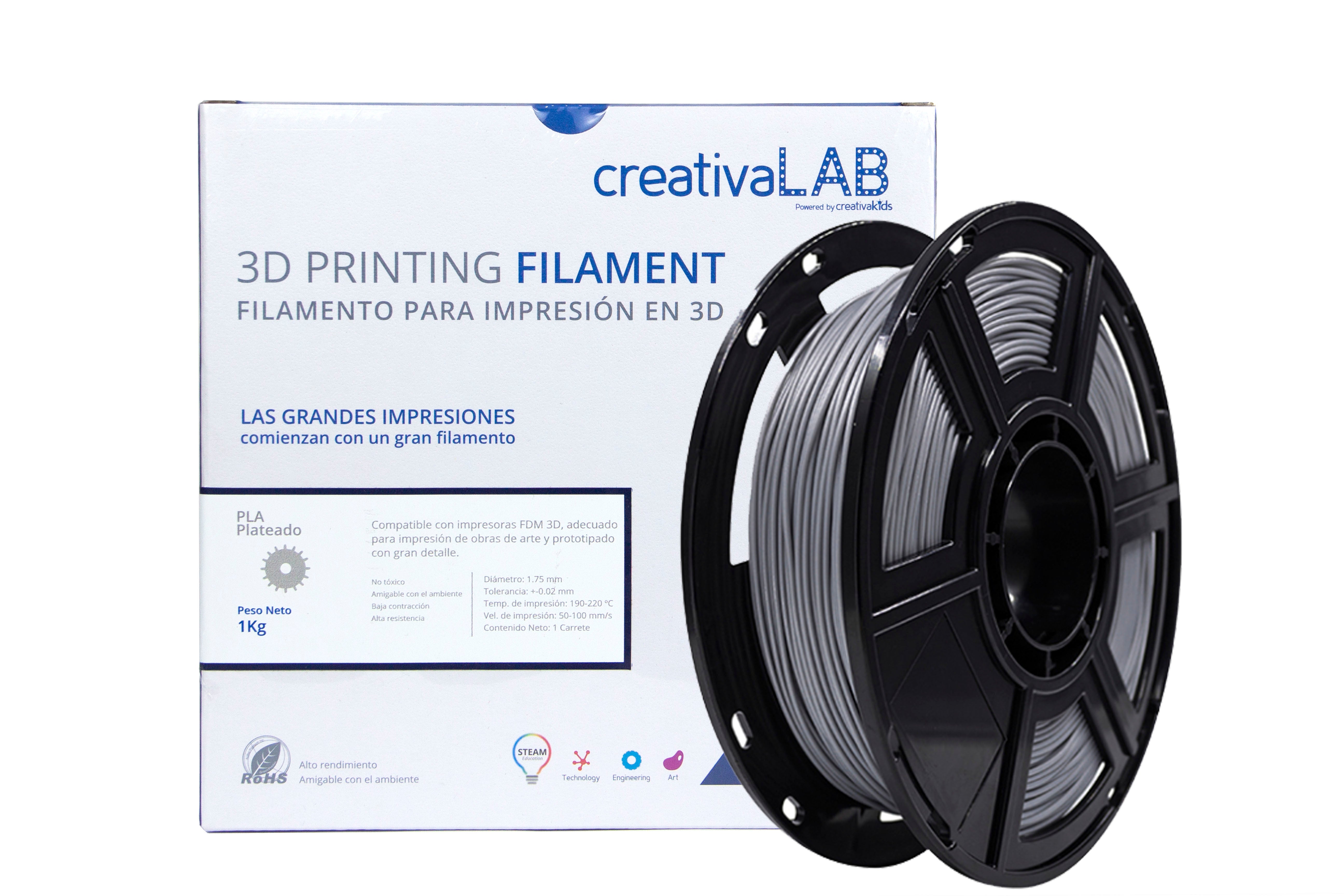 Filamento PLA 1.75 mm, PLA Filamento de Impresión 3D 1.75mm Materiales  Precisión +/- 0.02 mm 1kg/un carrete, Color Blanco